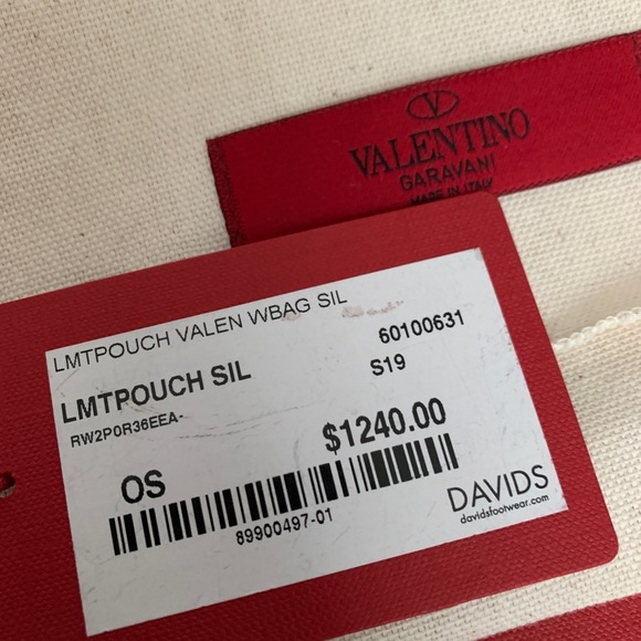 AUTH VALENTINO GARAVANI CLUTCH SILVER ROCKSTUD - Picture 6 of 6